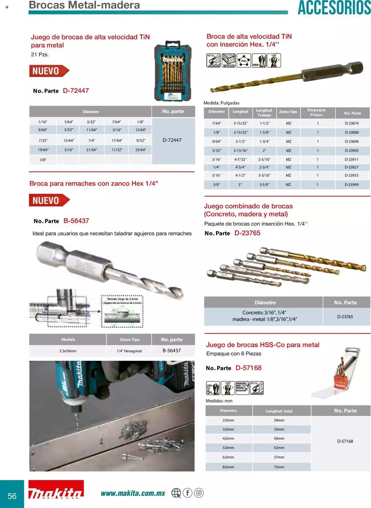Catálogo de Makita Ofertas Accesorios 5 de septiembre al 31 de diciembre 2023 - Pagina 56