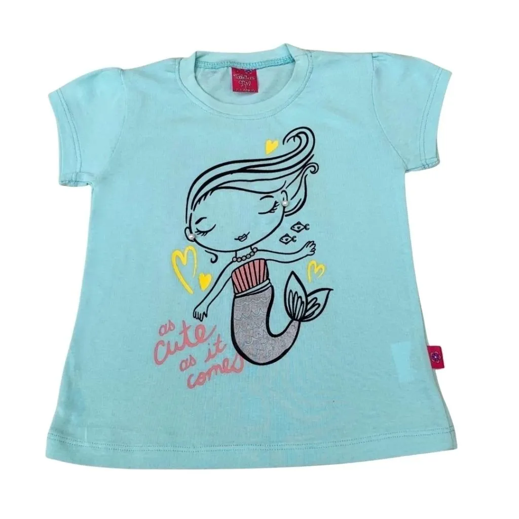 Playera azul con diseño de sirena