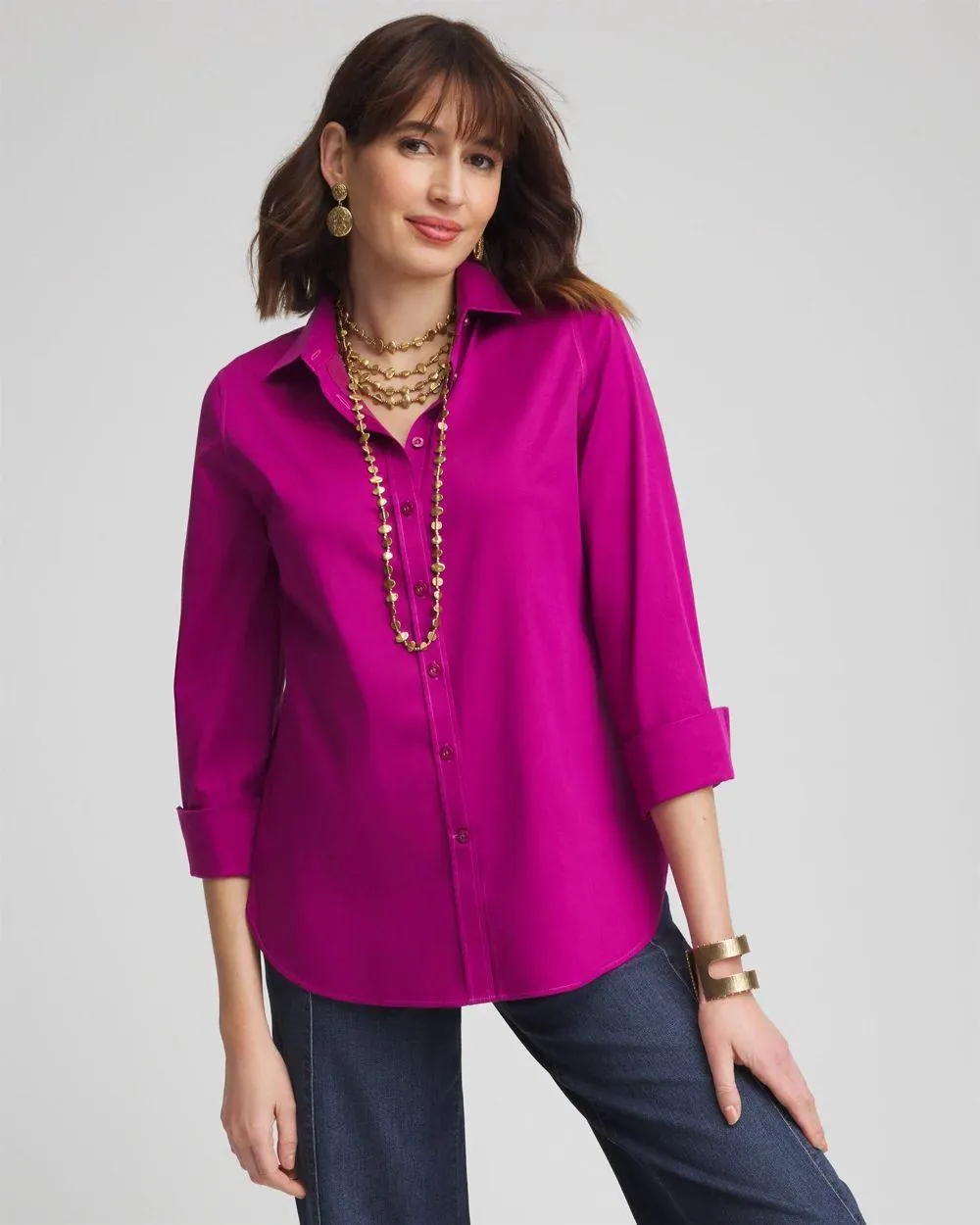 No Iron ™ 3/4 Sleeve Stretch Shirt