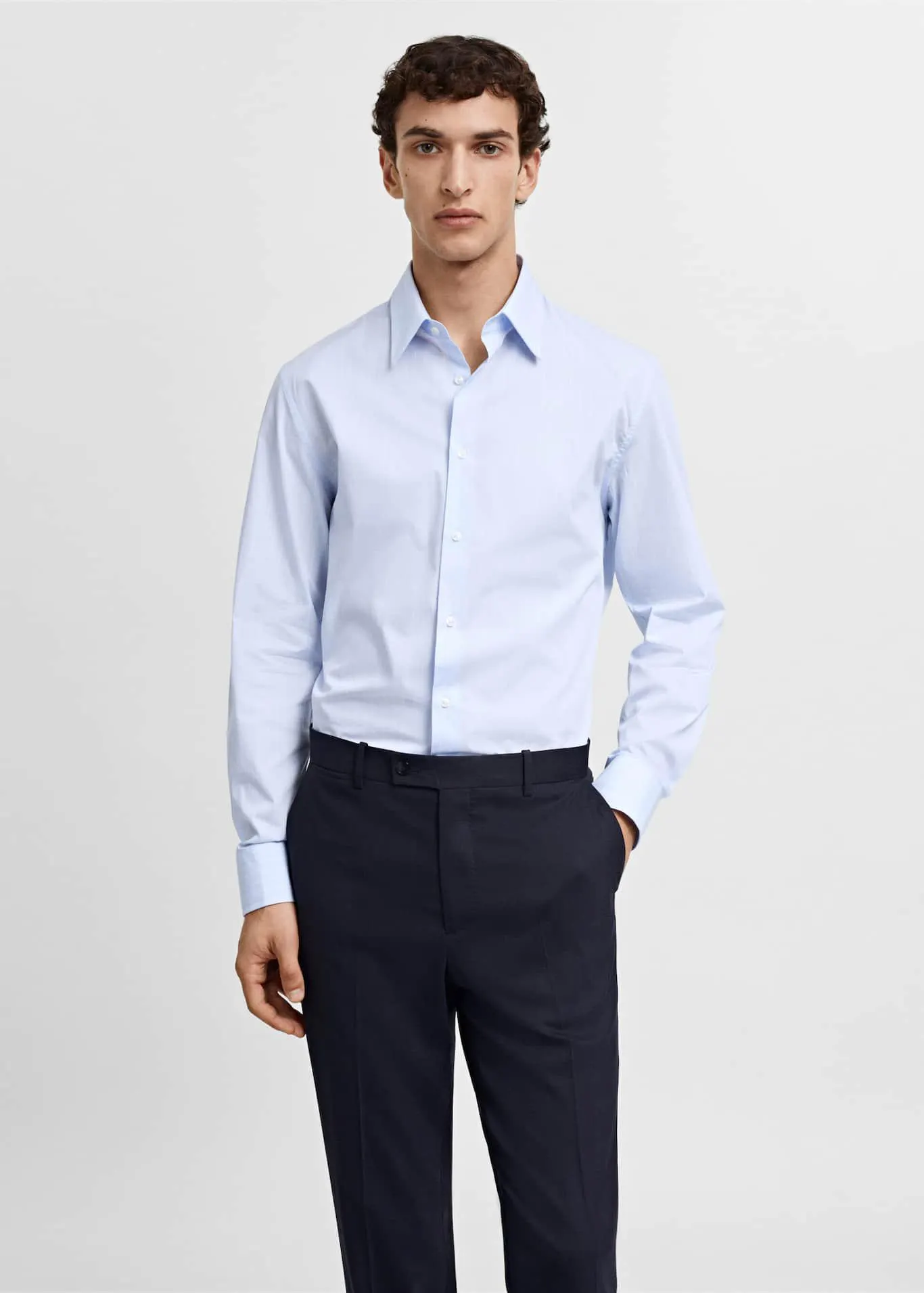 Camisa traje regular fit algodón rayas