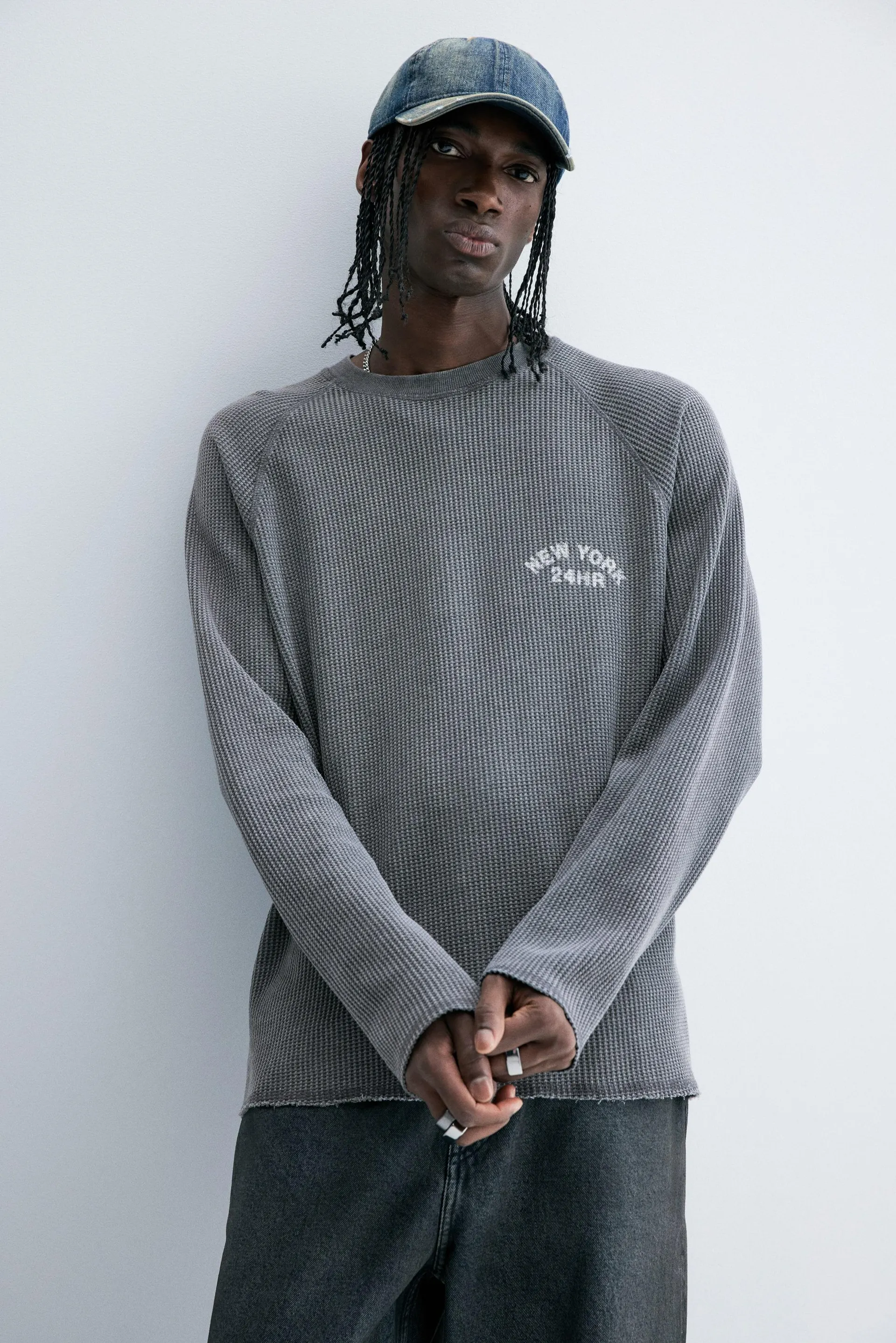 Playera gofrada de manga larga Regular Fit