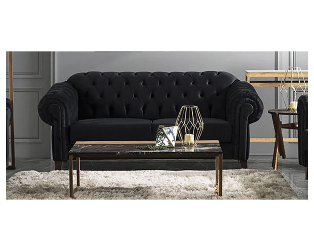 Sofá 3 Plazas Alessandra Negro