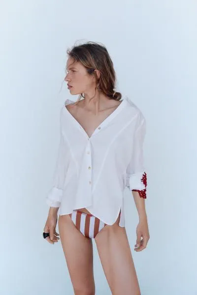 CAMISA CON LINO MANGA REMANGADA