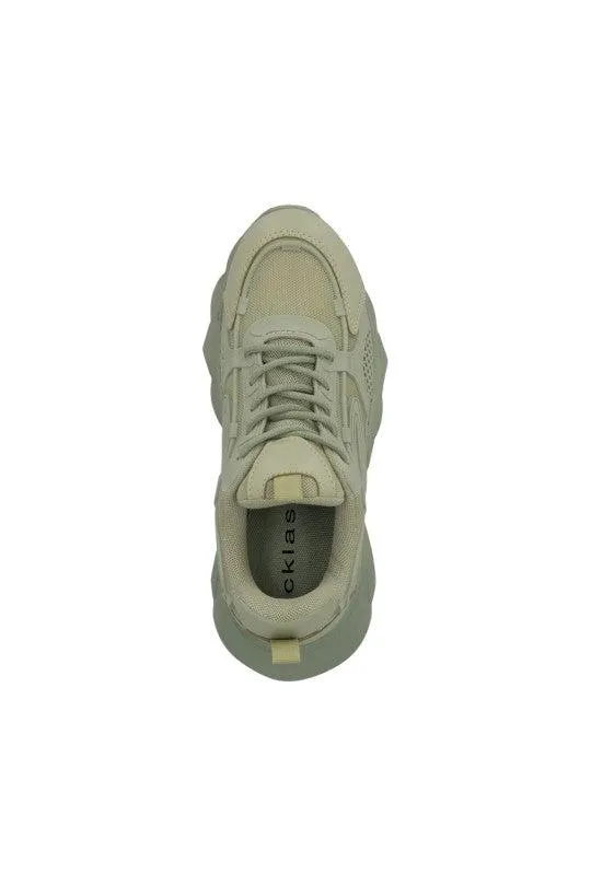 TENIS DE PLATAFORMA VERDE TEXTIL 32842