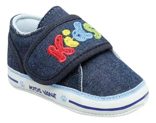 Tenis Bebé Azul Cordones Niño Mezclilla Ligeros Fareli