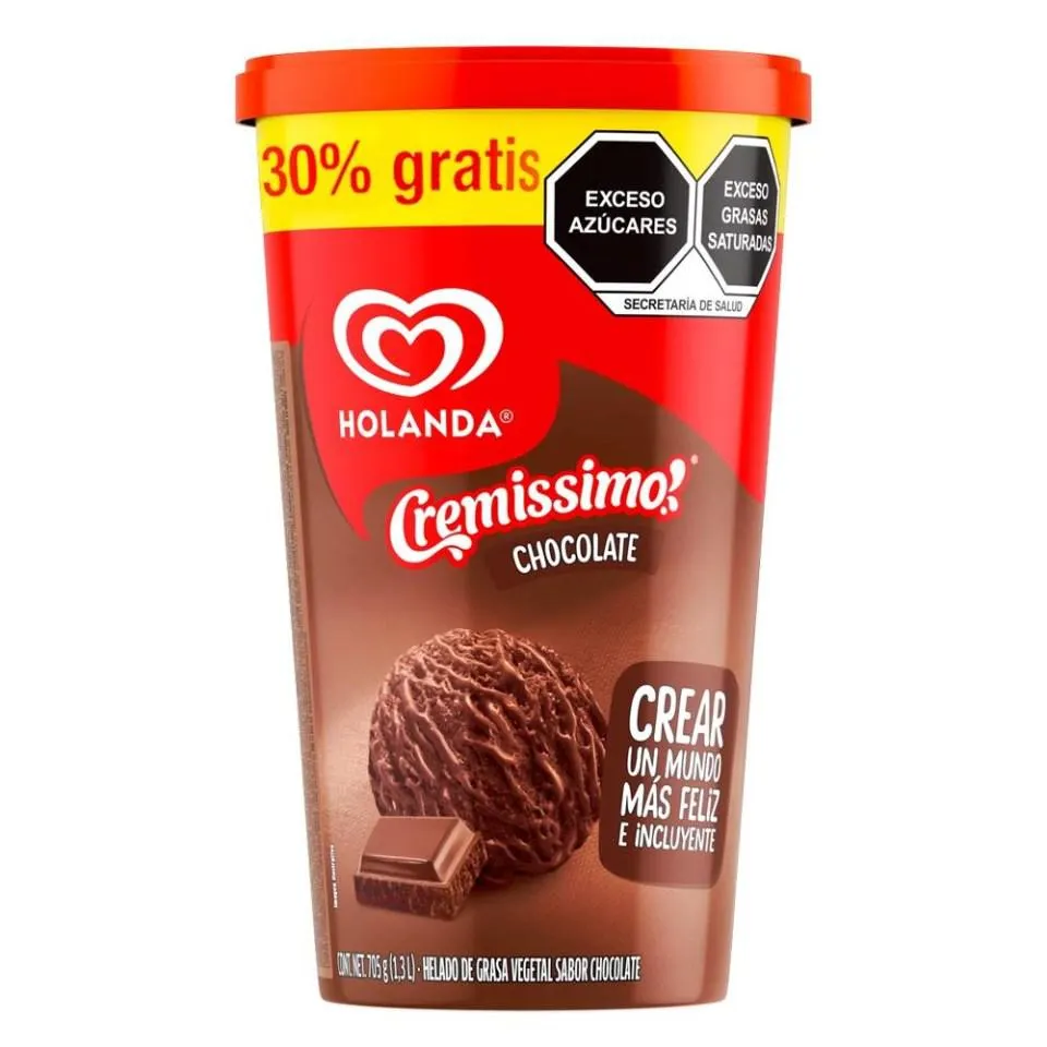 Helado Holanda Cremissimo sabor chocolate 1.3 l