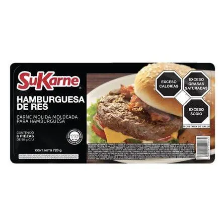 Hamburguesa de Res Fina SuKarne 720 gr