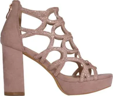 sandalia tacón ancho y brillos