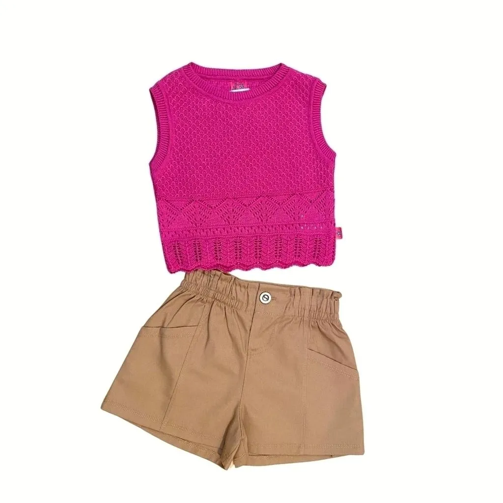 Conjunto 2 piezas, Blusa Tejida con short
