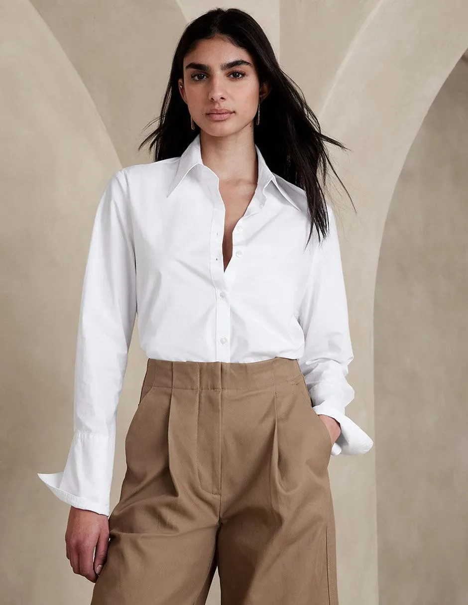 Camisa de algodón manga larga para mujer