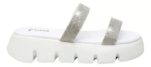 Sandalias Blancas Dama Plataforma Brillos Mujer Sara Fareli
