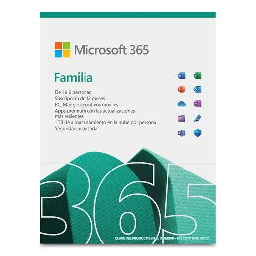 Microsoft Office 365 Family Licencia 1 año 1 a 6 usuarios PC Mac Dispositivos Móviles