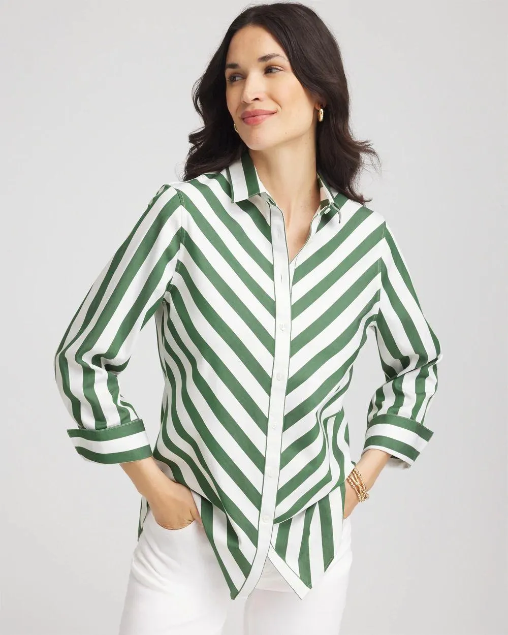 No Iron ™ Slimming Striped Shirt
