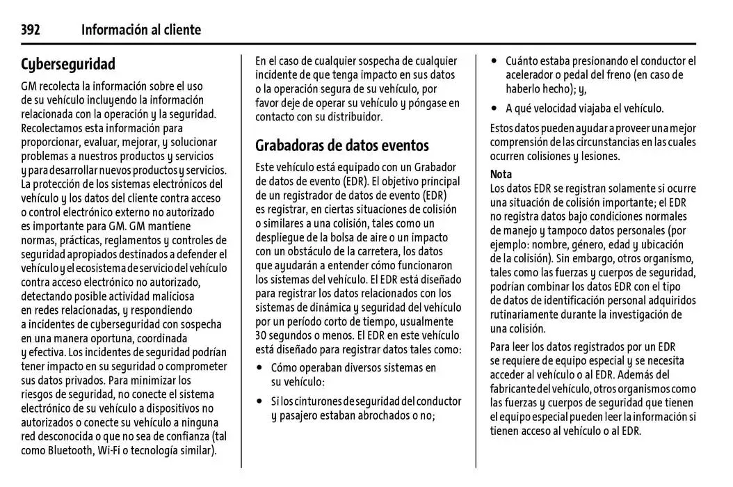 Catálogo de Chevrolet Corvette Stingray Manual del propietario 22 de enero al 31 de diciembre 2025 - Pagina 393