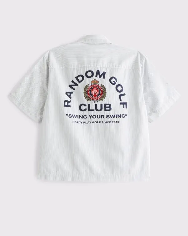 Short-Sleeve Cropped Random Golf Club Button-Up Shirt