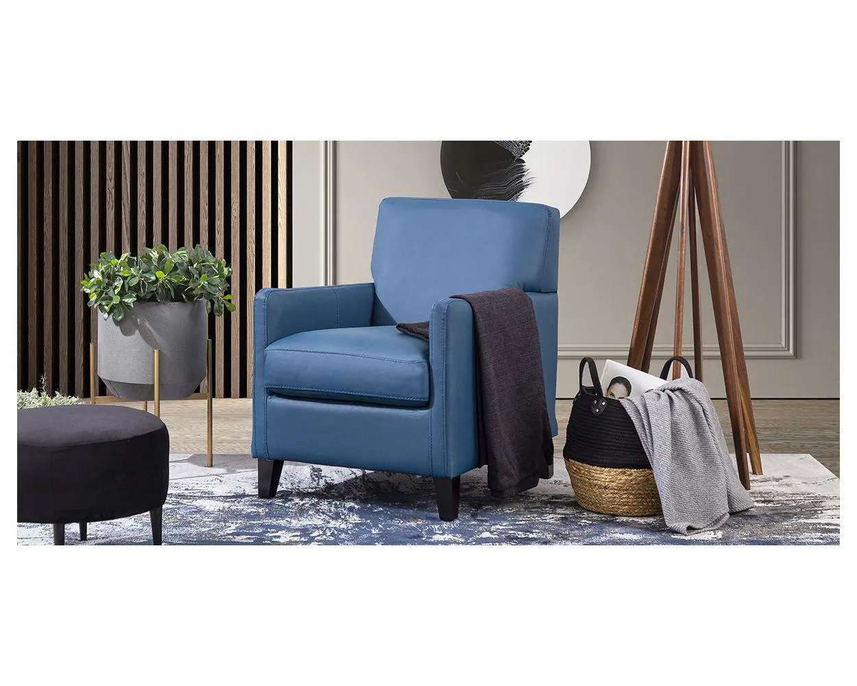 Sillón Piel Match Ocasional Elix Azul