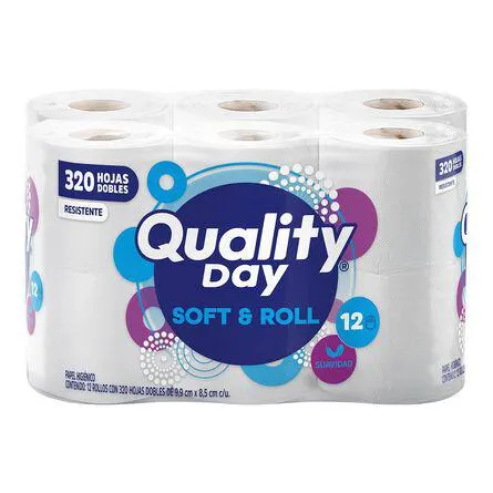 Papel Higiénico Quality Day 12 Rollos 320 Hojas Dobles