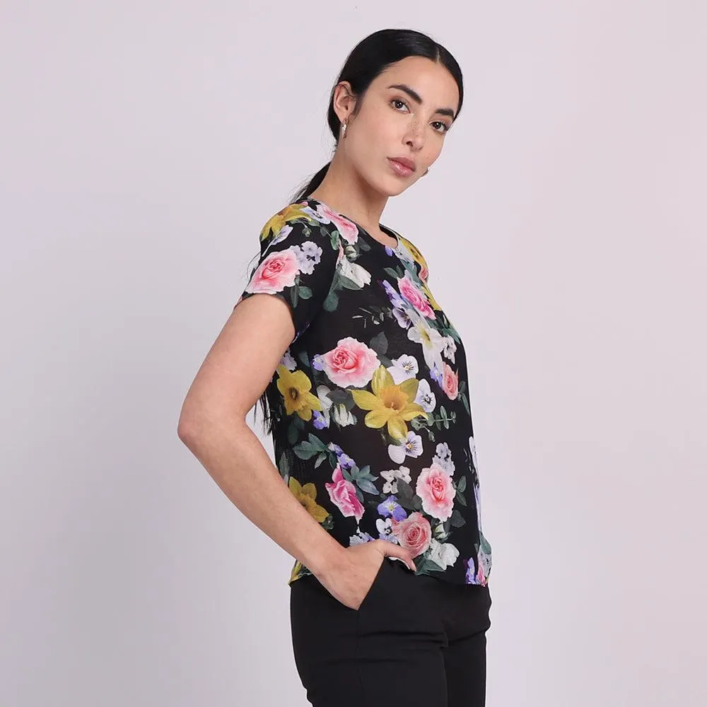Blusa Floral Manga Corta