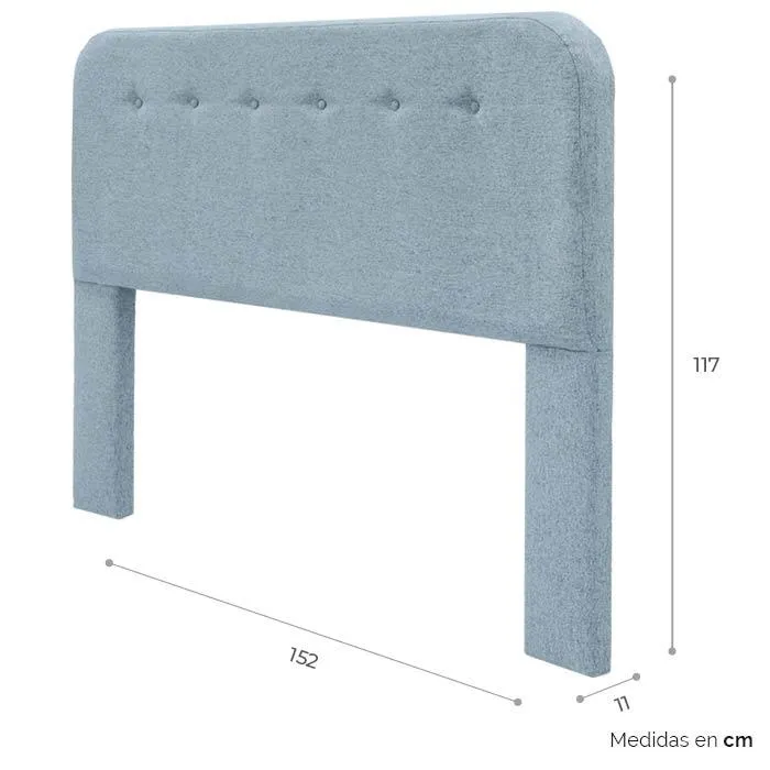 Cabecera Queen Tela Azul Claro Vux