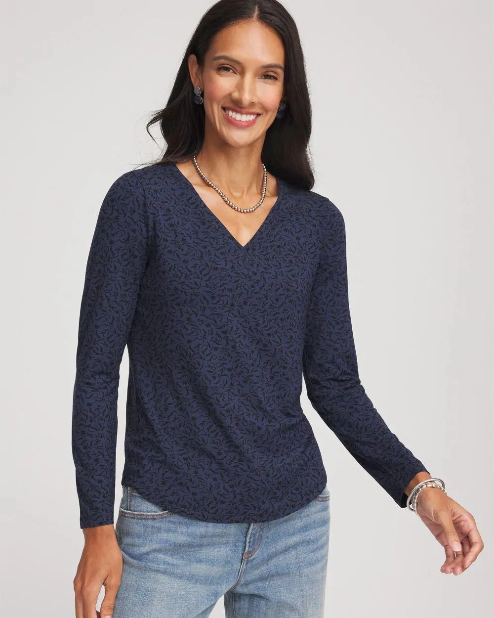 Printed Touch of Cool ™ V-Neck Layering Tee