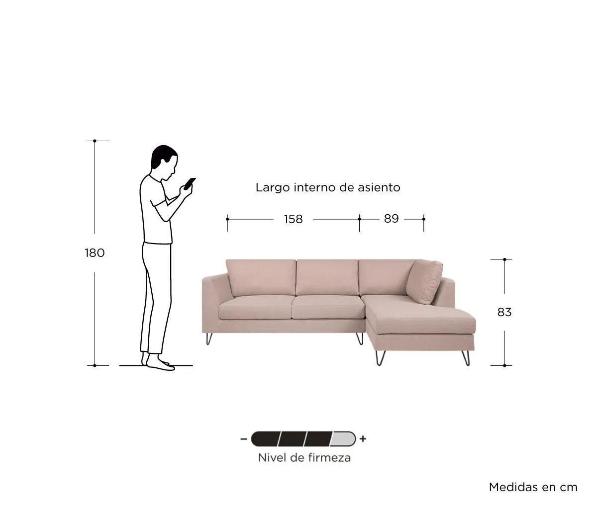 Sala esquinera derecha Yoco - Rosa