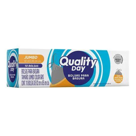 Bolsas para basura jumbo Quality Day gris con jareta 10 pz