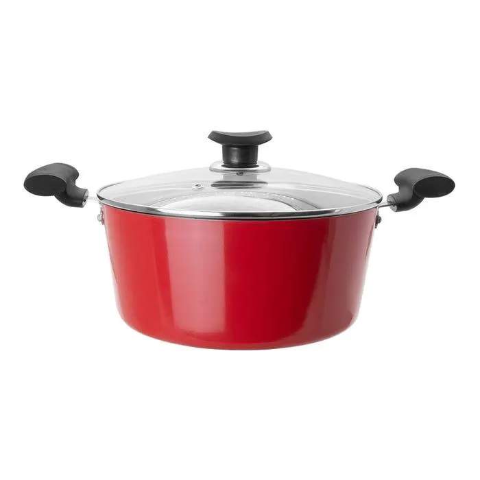 Cacerola de aluminio 24 cm con tapa de vidrio 045-101-024 Travessa