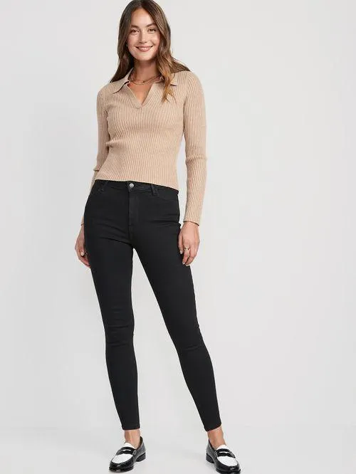 Jeans High-Waisted Wow Super-Skinny Black-Wash Ankle Old Navy para Mujer