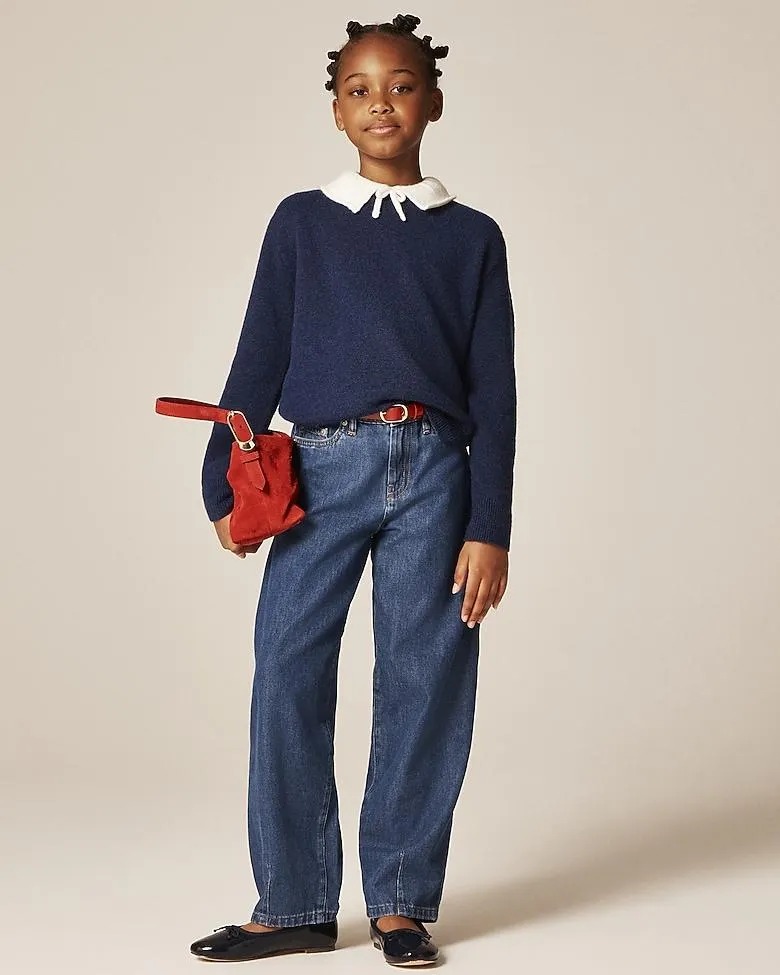 Girls' collared contrast sweater in Supersoft yarn