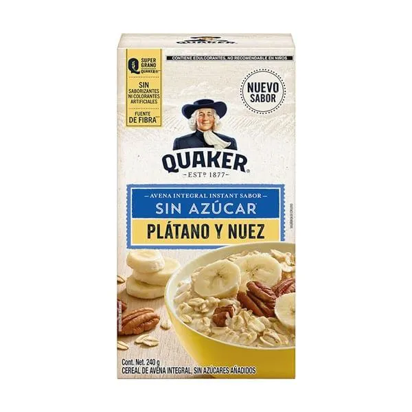 Cereal Quaker plátano-nuez sin azúcar 240 g