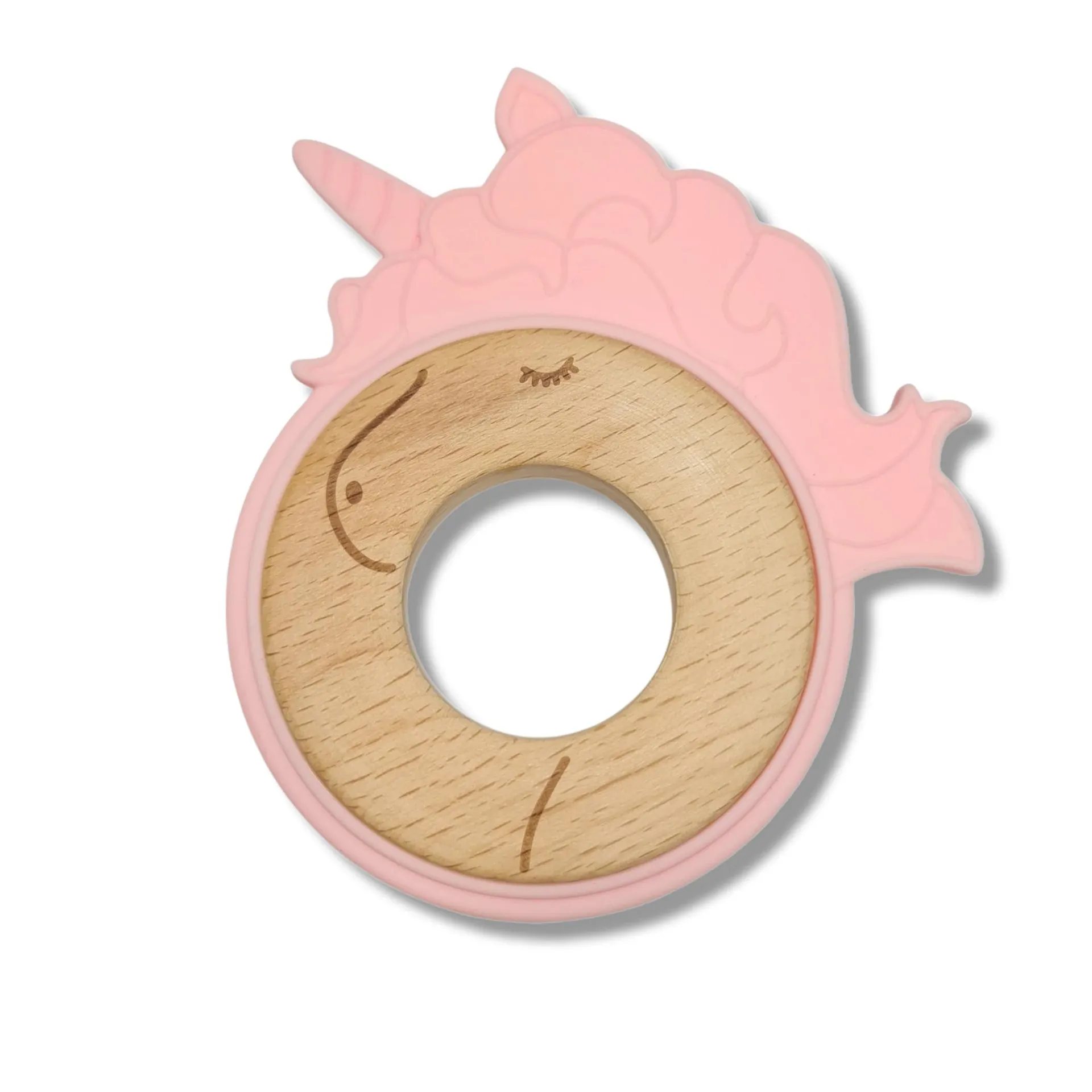 Mordedera unicornio silicon y madera