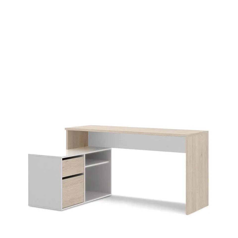 Escritorio Buren - Color Madera y Blanco Brillante