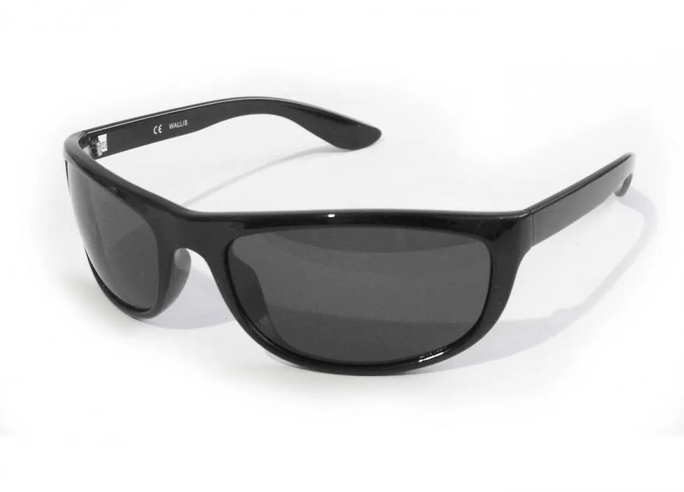 Lentes deportivos polarizados de armazón negro, micas humo