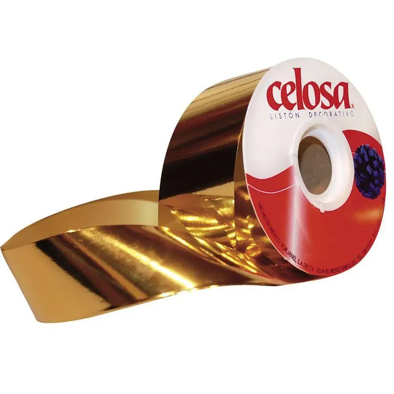 Cinta para Moño Número 9 Metálico 50 m Oro de .10 Celosa
