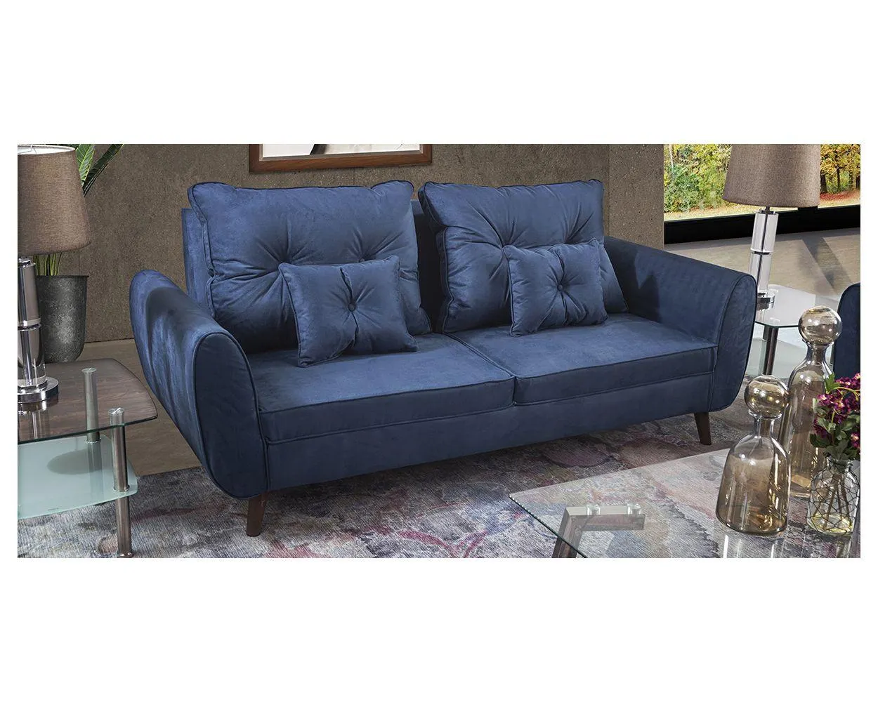 Sofá 3 Plazas Aria Soft Azul