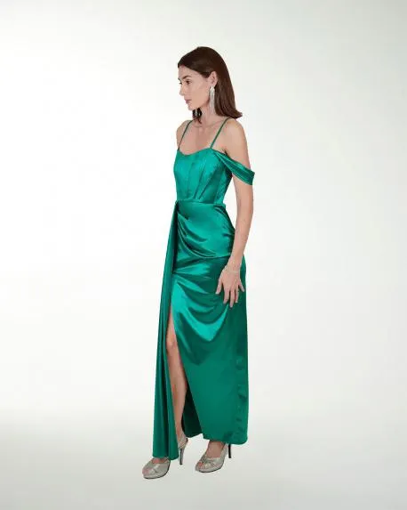 VESTIDO CL LISO TIPO CORSET CON DRAPEADO