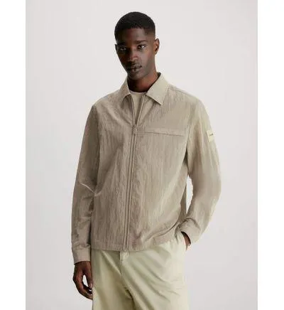 Chamarra Calvin Klein Crinkled Hombre Beige