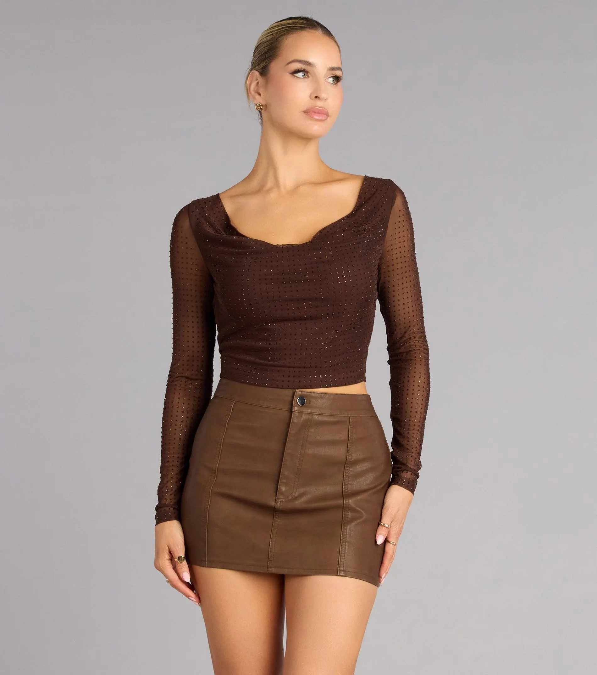 Double Take Rhinestone Long Sleeve Top