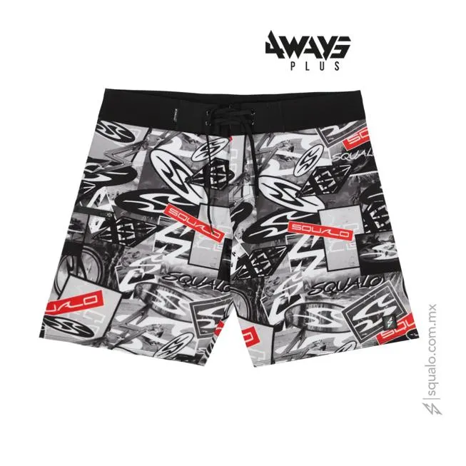 Traje de Baño Boardshort Stamp Multicolor Negro