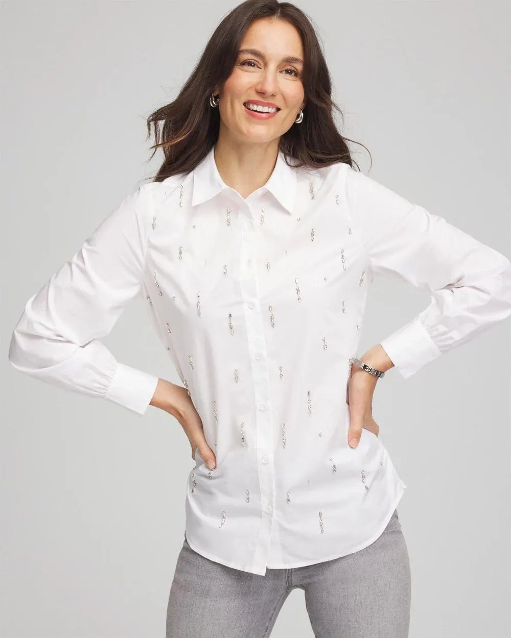 Jeweled Poplin Shirt