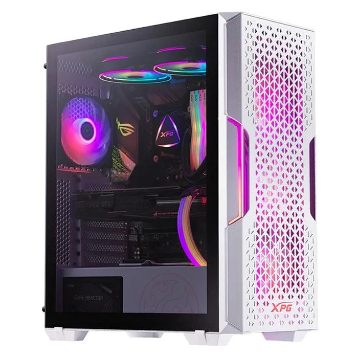Gabinete Gamer XPG STARKER AIR ATX Media Torre 2 FAN Cristal Templado ARGB Blanco STARKERAIR-WHCWW