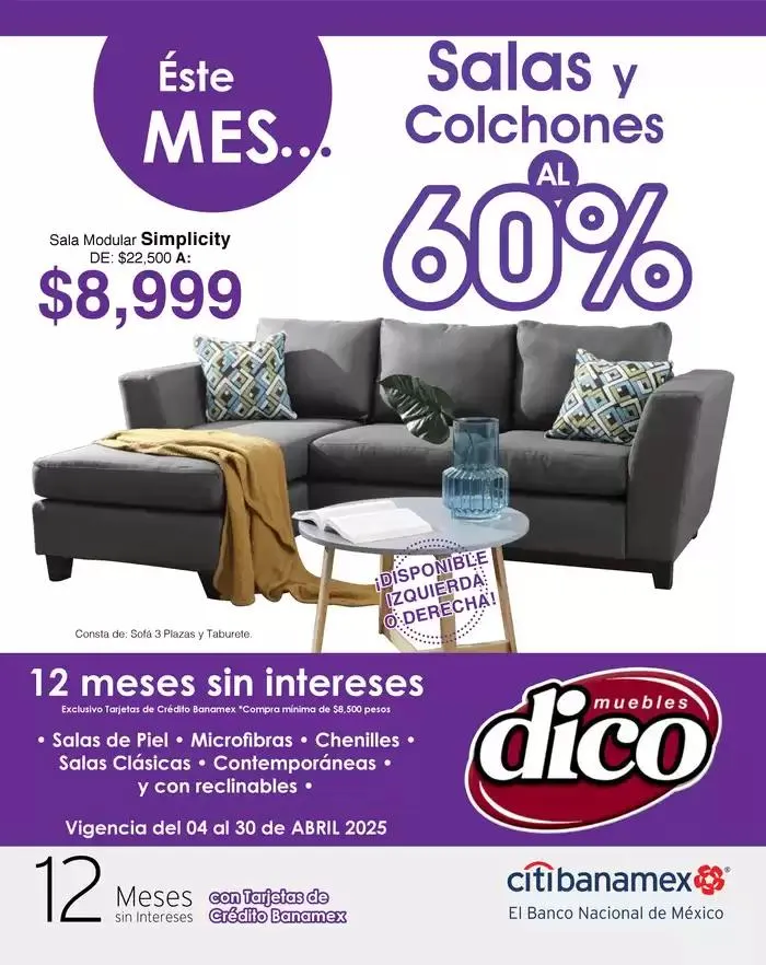 Catálogo de Muebles Dico Salas Y Colchones Al 60 Centro 2025 4 de abril al 30 de abril 2025 - Pagina 1