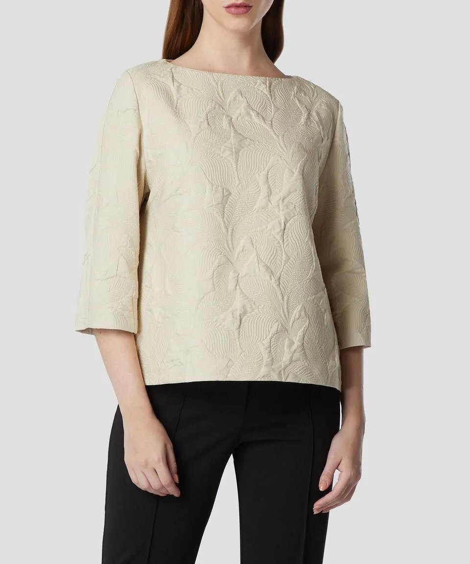 Blusa con Bordado Manga 3,4 Mujer