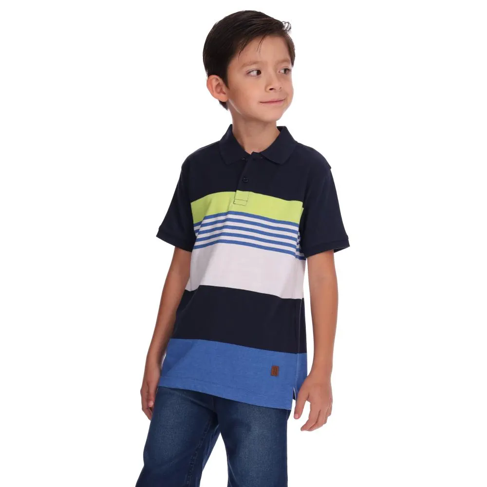 Playera Tipo Polo Hummo Niño Franjas Horizontales