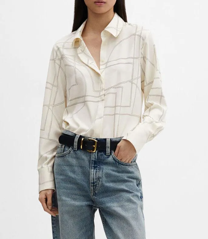 Camisa estampada con manga larga Mujer