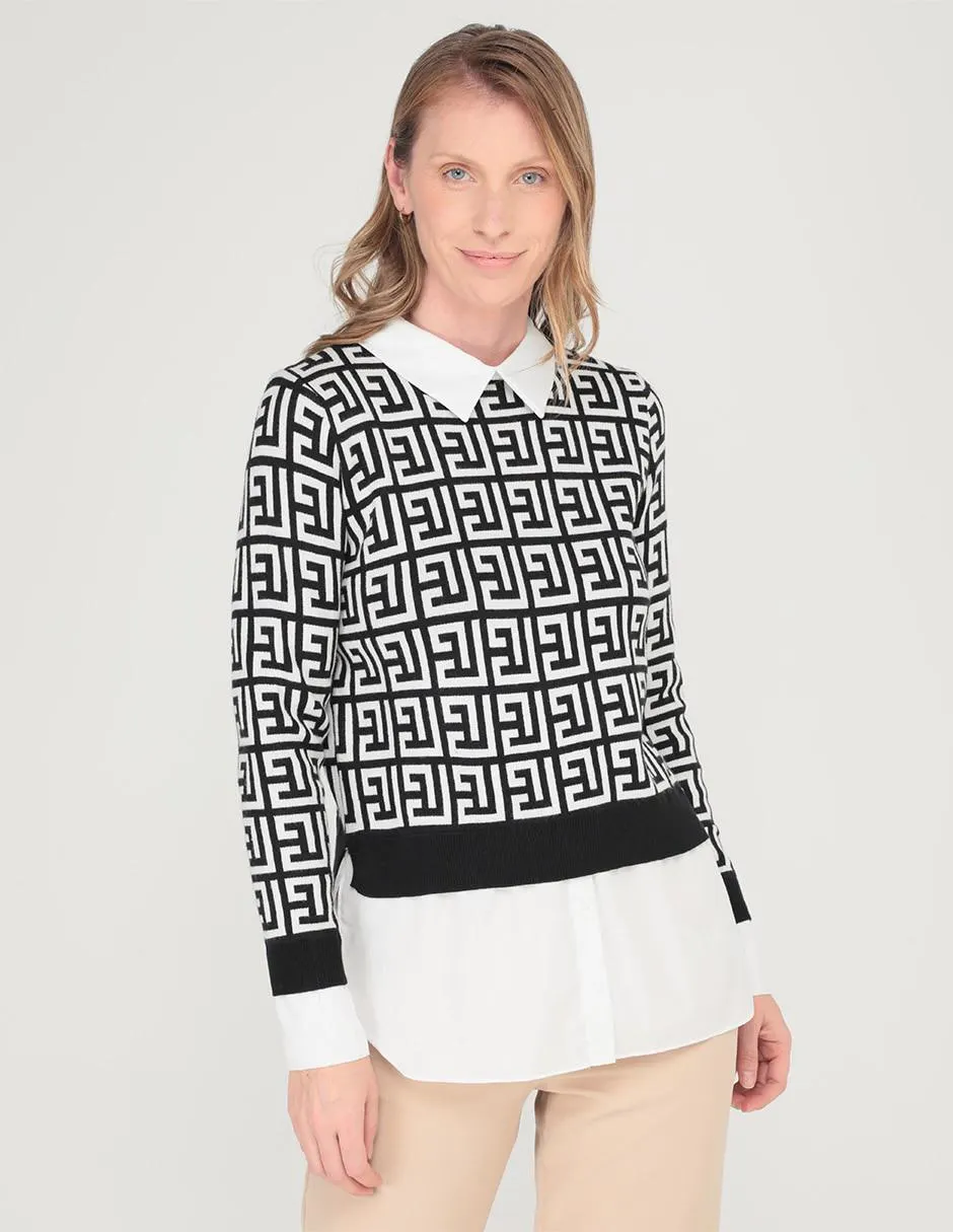 Suéter Davinchy cuello camisero para mujer