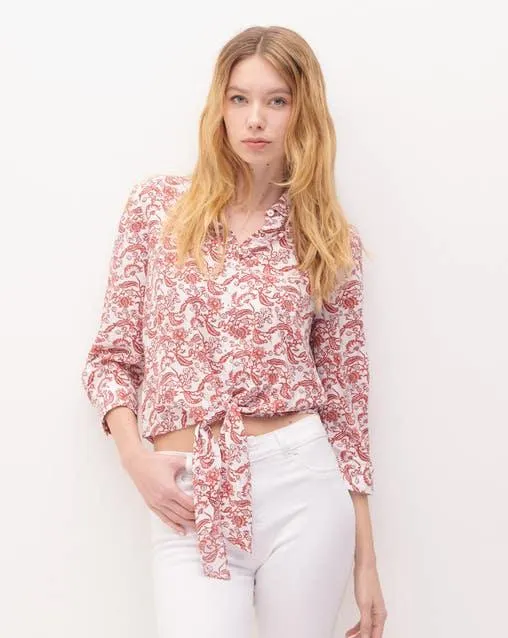 Blusa Estampada Floral Con Amarre