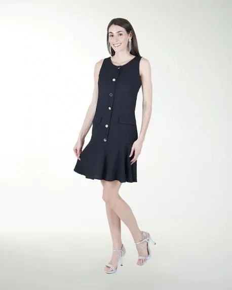 VESTIDO CASUAL BOTONES ESCOTE REDONDO