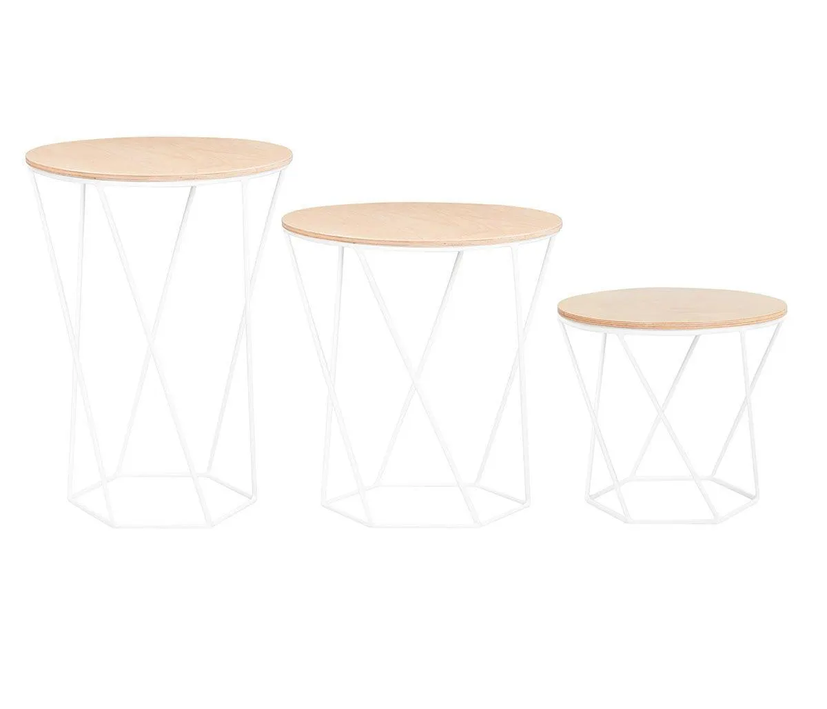 Set de 3 Mesas Hexa - Blanco