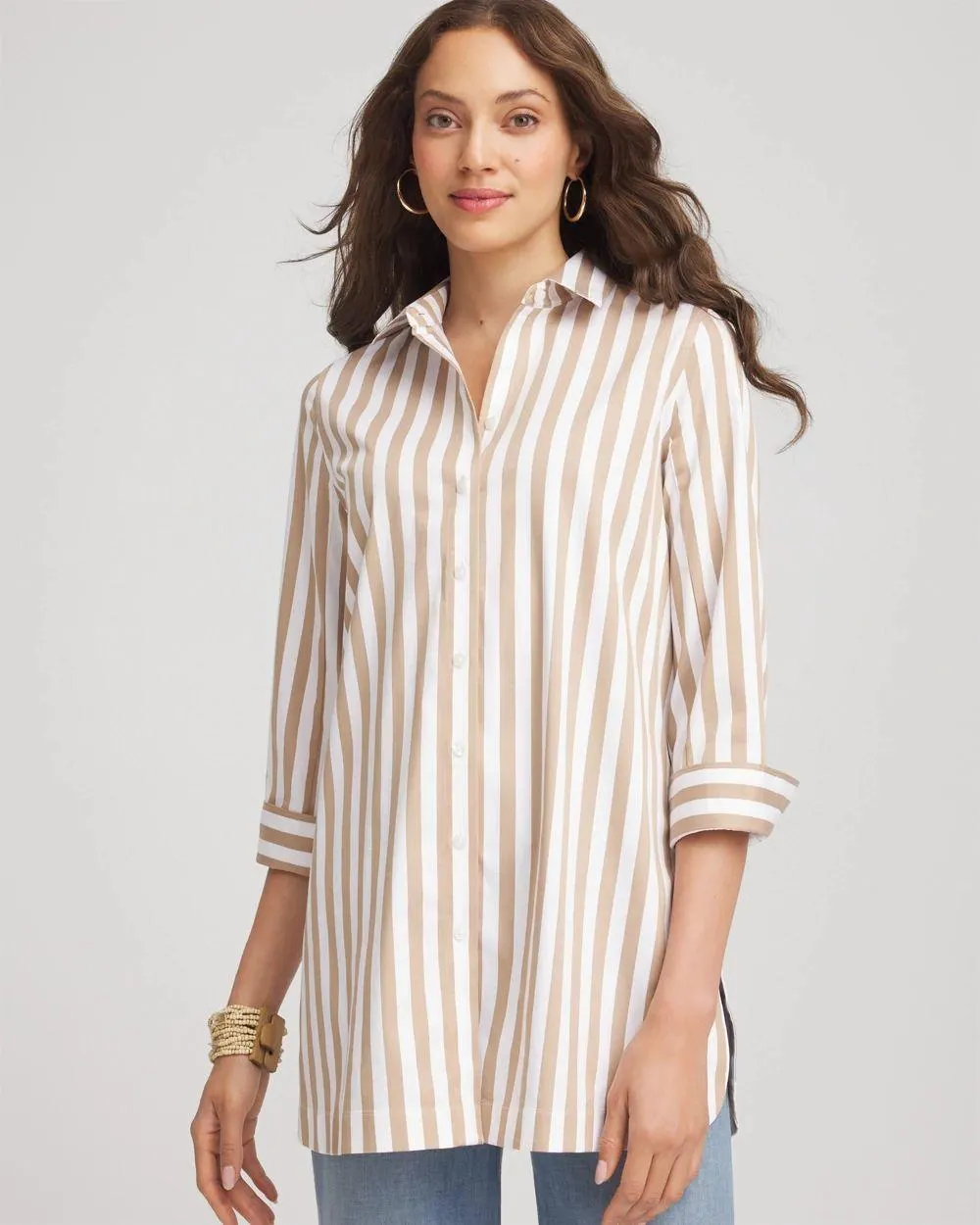 No Iron ™ Neutral Striped Tunic